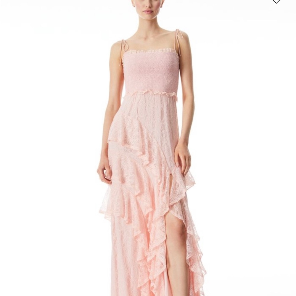 Lace ruffle maxi dress